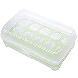Ancdream 冷蔵庫 プラスチック 長方形 15スロット卵 保存コンテナ箱 24 x 14 x 6.5cm