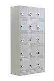 スチールロッカー スチール キャビネット シューズロッカー シューズボックス スチールシューズボックス 靴箱 15人用 鍵付き 完成品 業務用 グレー