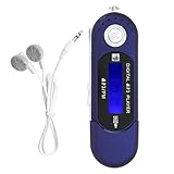 inscriptions MP3 プレーヤー MP3 USB プレーヤー、イヤホン付き 8GB、ポータブル LCD スクリーン付き ウォー ランニング用 (ブルー)