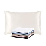 LilySilk(リリーシルク）シルク枕カバー ピローケース 【43x63cm】 アイボリー 【1枚】 25匁/ 額縁無し/天然シルク/美肌/軽量/静電気防止