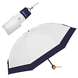 100％完全遮光 99％ではダメなんです! 【Rose Blanc】 日傘 晴雨兼用 UVカット 1級遮光 撥水 ブランド おしゃれ レディース かわいい 母の日 3段折り(傘袋) 50cm コンビ 3cb (アイボリー×ネイビー) 折傘タイプ