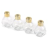 ルームフレグランス リードディフューザー用 丸スキットル瓶 100cc 4本セット 容器 ゴールドキャップ