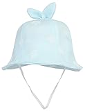 GEMVIE 可愛い ベビーハット サファリハット 女の子 あご紐 花プリント 子供帽子 耳付き キャップ 日焼け止め プレゼント 入園 通学 ピクニック ブルー