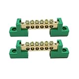 Smgda アース端子台 単列 6極 ターミナル端子台 アースターミナル ターミナルブロック 接地ストリップ グリーン 2個入り (6ポジション)