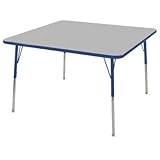 ECR4Kids 30" Square Activity Table, Toddler Legs w/ Swivel Glides (Gray Top/Blue Edge) [並行輸入品]