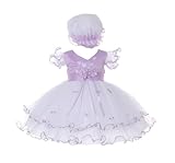 StylesILoveフリル袖花柄サテンチュールドレスwith帽子2-pcセット カラー: パープル