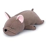 縁起の良い始まり 30インチ ジャイアントフレンチブルドッグぬいぐるみ - フレンチブルドッグ犬のぬいぐるみ枕、大きな眠れる抱き枕、犬のぬいぐるみおもちゃ、クリスマスのお誕生日プレゼント 子供 女の子 男の子