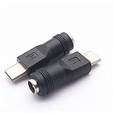 1pcs DC電源アダプタ変換器 タイプC USBオス - 5.5x2.1mmメスジャックプラグ 直流電源アダプタ変換器 5.5 x 2.1 mmメスからUSB C型オスプラグ変換コネクタ コンピュータPC用 DC5.5X2.1～TYPE-Cソケット変換ヘッド ブラック 1pc
