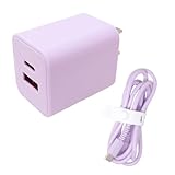 mitas ACアダプター ライラック USB充電器 PD 急速 Type-C ケーブルセット 2ポート タイプc Type-A 20W 2口 チャージャー PSE認証 コンセント AC充電器 スマホ スマートフォン タブレット