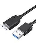 USB マイクロb ケーブル, CableCreation usb3.0 microb ケーブル 高速転送と急速充電 外付けHDD SSD Blu-ray BDドライブ デジカメ Galaxy Note3 S5などに対応 ブラック/0.3M