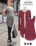 マタニティ&授乳ウェア シンプルタンクトップとロングカーディガンのアンサンブル SOO5002 FREE(フリー) WINE(ワイン)