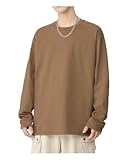 Sukinana 7.7oz tシャツ メンズ 長袖 綿100% 肉厚生地 1枚組 3枚組 ゆったり ロングtシャツ 無地 ティーシャツ 部屋着 ヘビーウェイト インナーシャツ 男女兼用 複数色選び 春秋冬 (JP, アルファベット, 3XL, カーキ)