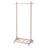 山善(YAMAZEN) 折りたたみ 木製ハンガーラック 棚付き ホワイトウォッシュ SP-3395(WW)