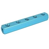 uxcell マニホールド ブロック エア コンプレッサ1/8BSP スレッド5 8ポート コネクト ホース ブルー