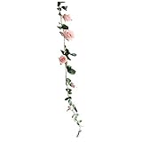 kiirou 壁掛け造花 人工藤 観葉植物 吊り下げ フェイクグリーン インテリア イミテーション 人工 観葉植物 壁掛け 癒し 造花 1本 1.8ｍ (ピンク)