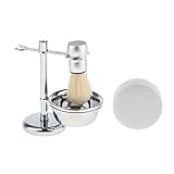 Kesoto シェービング　ブラシ　スタンド　ホルダー　マグカップ　ボール　旅行セット　３点入り　ナイロン繊維　ステンレス