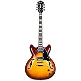 GROTE Full Scale Electric Guitar Semi-Hollow Body Guitar Bone Nut (Vintage Sunburst)