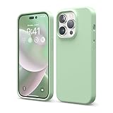 【elago】iPhone14 Pro ケース シリコン カバー シンプル スマホケース 耐衝撃 薄型 スリム 衝撃吸収 iPhoneケース SILICONE CASE パステルグリーン