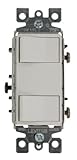 Leviton 1754-ILW 15 Amp, 120 Volt, Individual Switches, 2 Switch Combination, Illuminated Dual Rocke