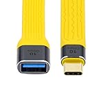 chenyang USB - USB Cケーブル USB 3.1 Type C オス - USB 3.0 Type A メス OTG フラット スリム FPC データケーブル ノートパソコン & 携帯電話用 イエロー 10Gbps