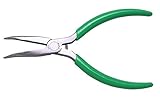 Xcelite CN55G Curved Long Nose Plier, Smooth Jaw, 5' Length, 1-9/16' Jaw Length, Green Cushion Grip 