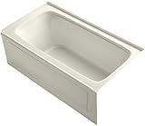 KOHLER K-1150-RAW-96 Bancroft 60 In. x 32 In. Alcove Bath with Bask Heated Surface, Integral Apron, 