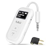 1Mii SafeFly Pro | Bluetooth 5.3トランスミッター レシーバー、2台のBluetoothイヤホン接続、aptX LL低遅延/Adaptive/HD対応、3.5 mmイヤホンジャックワイヤレス送信機受信機、航空機エンターテインメントシステム/TV/ジム/スピーカー/車載対応、25時間長航続、ミニポータブル