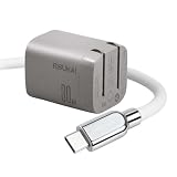 NOHOO 30W PD充電器 USB-C 急速充電器 240WタイプC シリコンケーブル付き（1.5M）超小型/軽量/GaN III技術/折畳式プラグ/超低温/PSE技術基準適合/PD3.0 PPS規格対応 電源アダプター iPhone17/17Pro/16/15/14/13/12iPad/AirPods その他USB-C機器対応 ブルー