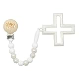 Non-Toxic BPA Free Silicone White Cross Teether with Silicone Beads and Clip [並行輸入品]