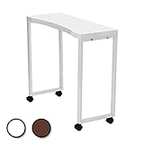 Rカット ネイルテーブル Ⅱ 全2色 ホワイト [ ネイルデスク スリムデスク ミニテーブル サイドテーブル キャスター付き 平机 作業台 ネイル デスク テーブル 机 ネイルサロン ジェルネイル ]