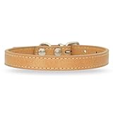 [LaLUCA GOODS] 犬 首輪 猫 首輪 鈴 定番 スタンダード PU レザー シンプル 小型犬 中型犬 ドッグ 散歩 カラフル ライトブラウン（鈴なし） XL