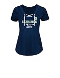 NFL Seattle Seahawks Russell Wilson 3の最初ラウンダー半袖Vネック合成レースアップレディースファッショントップス L