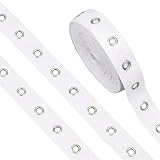 BENECREAT 約5.7m ホワイト コットンリボン シルバー合金アイレット付き 幅約25mm アイレットツイルテープ 縫製DIY ハンドメイド製作用