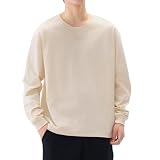 [Ｋａｙｉｙａｓｕ] Tシャツ メンズ 長袖 9.2オンス 肉厚生地 ロンT インナー おおきいサイズ クルーネック 100綿 透けない 秋服(杏色 XL)