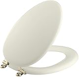 KOHLER K-4701-AF-96 Kathryn Elongated Toilet Seat with Vibrant French Gold Hinges, Biscuit [並行輸入品]