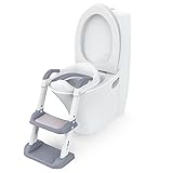 Thinkmax トイレステップ 補助便座 トイレトレーナー レトレーニング 折りたたみ 子供用 踏み台 トイレ アラウーノ対応 (グレー)