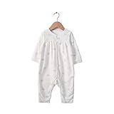 ベビー服　長袖ロンパース　前開き　丸襟　子供服　春　秋　冬　綿１００％　ベルベット　二重布　カバーオール　赤ちゃん　 熊柄 　肌着　ホワイト　9－12Ｍ