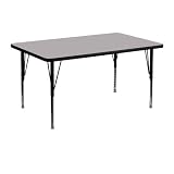 Flash Furniture XU-A3048-REC-GY-T-P-GG Rectangular Activity Table with Grey Thermal Fused Laminate T