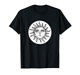 ヒッピースタイル ブラックとホワイト サンフェイス Tシャツ