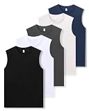 Sukinana 6オンス タンクトップ メンズ 3/5枚組 綿100% 広い肩 ノースリーブ tシャツ 透けない インナーシャツ 無地 やわらか肌着 夏服 スポーツ 防菌防臭 通気性 複数色選び オールシーズン (JP, アルファベット, 3XL, ビジネス5色(ブラック × ホワイト × ネイビー × ダークグレー × ベージュグレー))