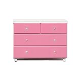 アルファタカバ ベビータンスシリーズ ブロッサムキャスター付きチェスト 80cm幅3段 ピンク(クリスタルカラフル)