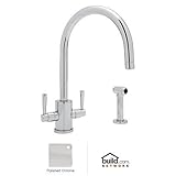 Rohl U.4312LS-APC-2 Perrin and Rowe Kitchen Faucet with Side Spray and Metal Lever, Polished Chrome 