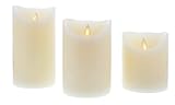 セットの3電池式ちらつきフレームレスキャンドルワックスピラーLEDキャンドル高さ4 " 5 " 6 "アイボリー