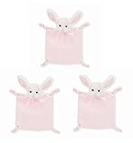 Bearington Baby Pink Cottontail Bunny Collection Wee Blanket Security Blankie Set of 3 by Bearington