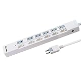 電源タップ 延長コード USB付き USB充電 AC コンセント 6個口 6口 USB-A×2 USB2ポート 3.4A 個別スイッチ 雷ガード ブレーカー スイングプラグ ほこり防止シャッター テーブルタップ 壁掛け フック穴 1m タコ足 OAタップ USB ホワイト 白 STYLED