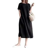 [mocoly] ゆったりワンピース【プラスサイズワンピース】 コットンリネン 膝丈 拼接ぎデザイン 大人カジュアル 夏用 オフィス