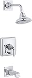 KOHLER K-T13133-4A-CP Pinstripe Pure Rite-Temp Pressure-Balancing Bath and Shower Faucet Trim, Polis