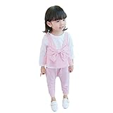 子供上下セット服 女の子 服 長袖 秋 Pojour Tシャツ＆ロングパンツ 可愛いキャミソー ルグリッドブラウス 暖かい ベビールームウェア 子供3セット 丸首 普段着 カジュアル スポーツ 旅行 