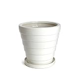 鉢 KANEYOSHI 陶器 10号 白 植木鉢 鉢カバー ホワイト L 【受皿付き】