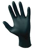 10 Pack SAS Safety 66518 Raven 6 mil Black Nitrile Disposable Gloves - Large (100 Gloves per Box) by